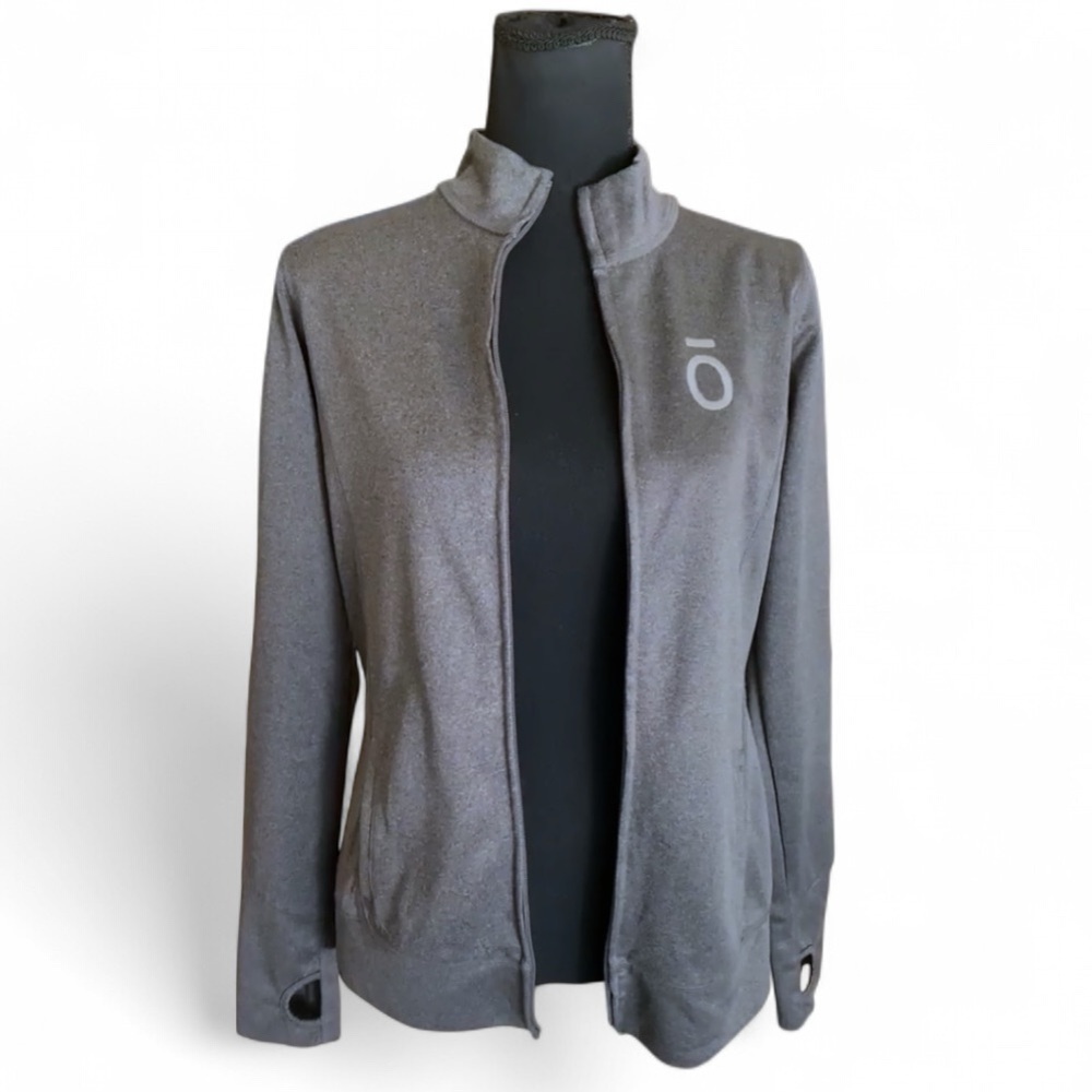 ALŌ Vintage Yoga Sport Workout Jacket Stretch Quick Dry Athleisure Grey Siz…